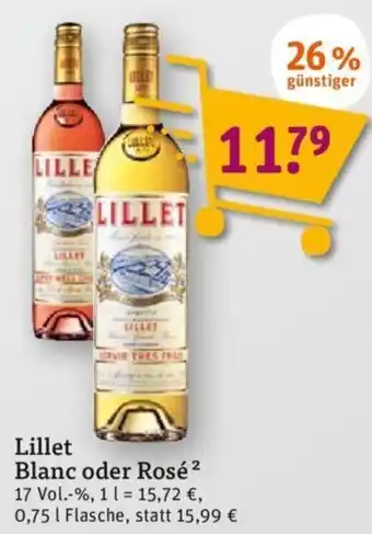 tegut Lillet Blanc oder Rosé 0,75 L Flasche Angebot