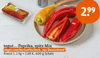 tegut tegut... Paprika, spitz Mix 400 g Schale Angebot