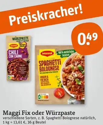 tegut Maggi Fix oder Würzpaste 36 g Beutel Angebot