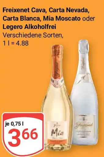 Globus Freixenet Cava, Carta Nevada, Carta Blanca, Mia Moscato oder Legero Alkoholfrei 0,75 L Angebot