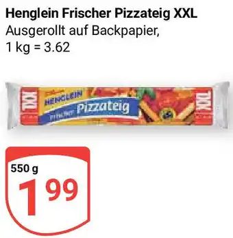 Globus Henglein Frischer Pizzateig XXL 550 g Angebot