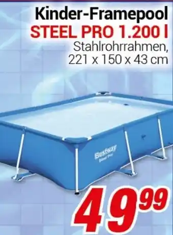 CENTERSHOP Kinder-Framepool STEEL PRO 1.200 l 221 x 150 x 43 cm Angebot