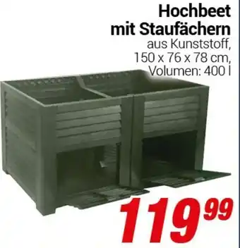 CENTERSHOP Hochbeet mit Staufächern 150 x 76 x 78 cm Angebot