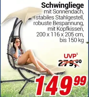 CENTERSHOP Schwingliege 200 x 116 x 205 cm Angebot