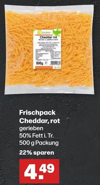 Handelshof Frischpack Cheddar, rot 500 g Packung Angebot