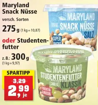 Thomas Philipps Maryland Snack Nüsse 275 g oder Studentenfutter 300 g Angebot