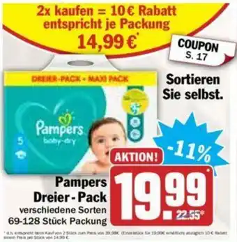 Hit Pampers Dreier - Pack Angebot