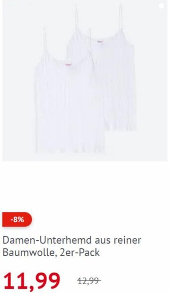 NKD Damen-Unterhemd aus reiner Baumwolle, 2er-Pack Angebot