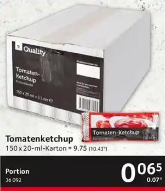 Selgros Quality Tomatenketchup 150 x 20 ml Angebot