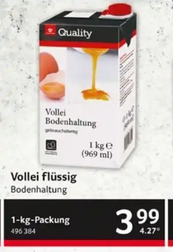 Selgros Quality Vollei flüssig Bodenhaltung 1 kg Packung Angebot