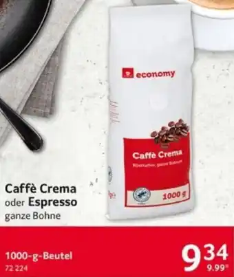 Selgros economy Caffè Crema oder Espresso 1000-g-Beutel Angebot