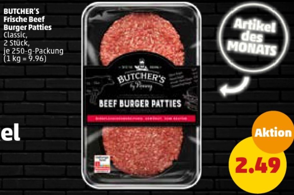 BUTCHER'S Frische Beef Burger Patties 250gPackung Angebot bei PENNY