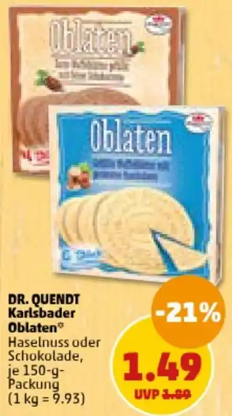 PENNY DR. QUENDT Karlsbader Oblaten 150-g-Packung Angebot