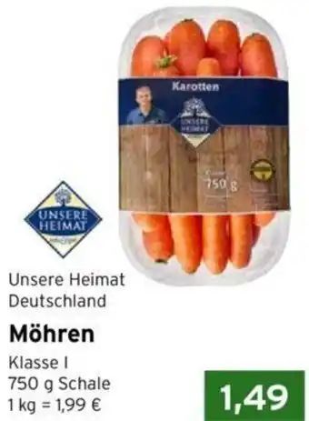 CAP Markt Unsere Heimat Deutschland Möhren 750 g Schale Angebot