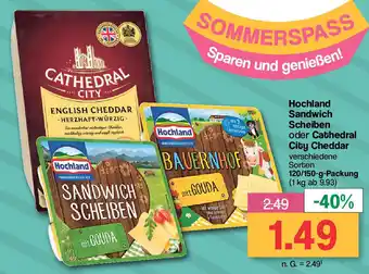 Famila Nord West Hochland Sandwich Scheiben oder Cathedral City Cheddar 120/150-g-Packung Angebot