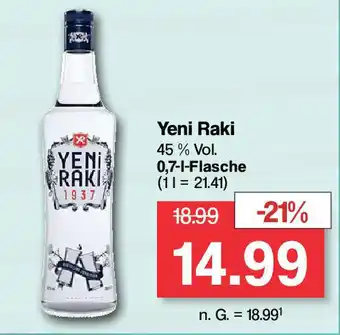 Famila Nord West Yeni Raki 0,7-1-Flasche Angebot