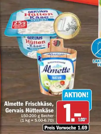 AEZ Almette Frischkäse, Gervais Hüttenkäse 150-200 g Becher Angebot