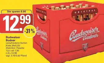 WEZ Budweiser Budvar Kiste 24x0,33/ 20x0,5Ltr. Flasche Angebot