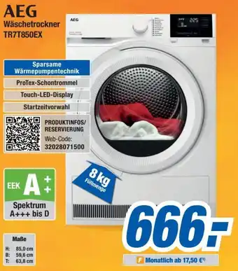 Expert Bening AEG Wäschetrockner TR7T850EX Angebot