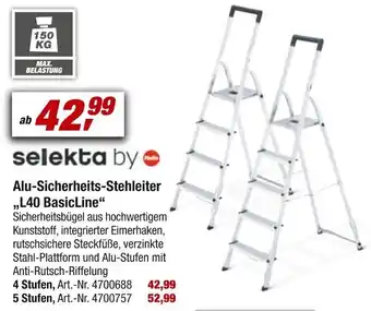 toom Baumarkt selekta by Hailo Alu-Sicherheits-Stehleiter ,,L40 BasicLine" Angebot