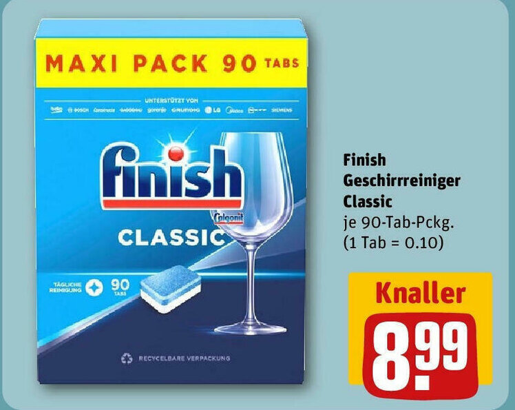Finish Geschirrreiniger Classic 90TabPckg. Angebot bei REWE