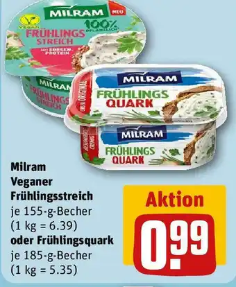 REWE Milram Veganer Frühlingsstreich 155-g-Becher oder Frühlingsquark 185-g-Becher Angebot