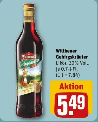 REWE Wilthener Gebirgskräuter Likör,Wilthener Gebirgskräuter Likör, 30% Vol., je 0,7-1-Fl. (1 l = 7.84) 0,7-1-Fl. Angebot