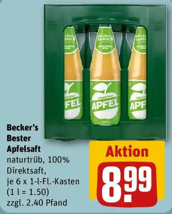 REWE Becker's Bester Apfelsaft 6 x 1-l-Fl.-Kasten Angebot