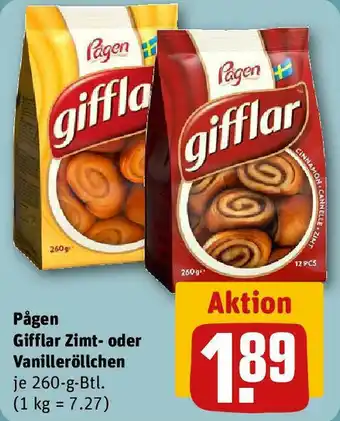REWE Pågen Gifflar Zimt- oder Vanilleröllchen 260-g-Btl. Angebot