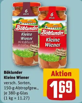 REWE Böklunder Kleine Wiener 150-g-Abtropfgew., 380-g-Glas Angebot