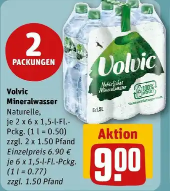 REWE Volvic Mineralwasser 2 x 6 x 1,5-l-FL.-Pckg. Angebot