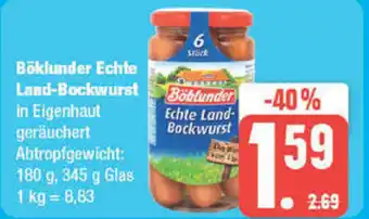 Edeka Böklunder Echte Land-Bockwurst 180 g, 345 g Glas Angebot