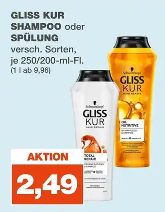 mein real GLISS KUR SHAMPOO oder SPÜLUNG 250/200ml Angebot