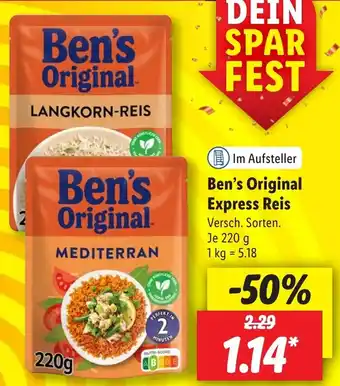 Lidl Ben's Original Express Reis 220 g Angebot