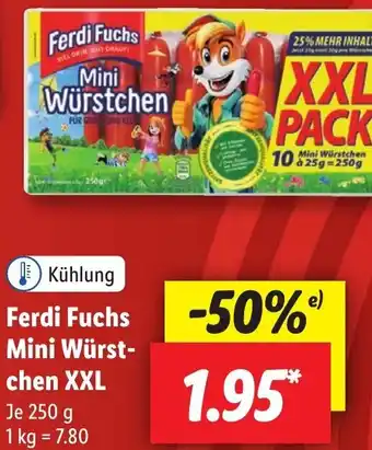 Lidl Ferdi Fuchs Mini Würstchen XXL 250 g Angebot