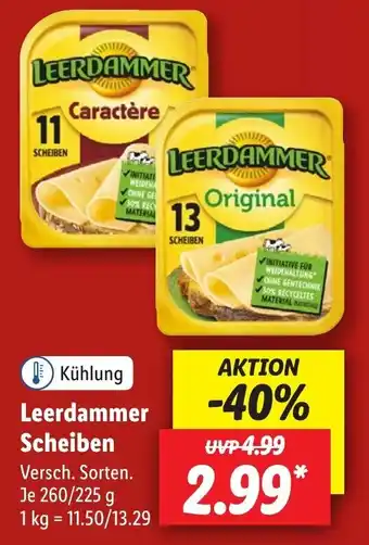 Lidl Leerdammer Scheiben 260/225 g Angebot