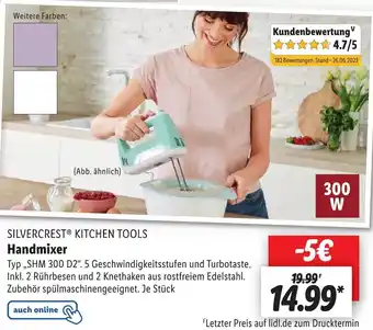 Lidl SILVERCREST® KITCHEN TOOLS Handmixer ,,SHM 300 D2" Angebot