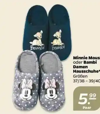 NETTO Minnie Mouse Oder Bambi Damen Hausschuhe Angebot