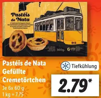 Lidl Pastéis de Nata Gefüllte Cremetörtchen 6x 60 g Angebot