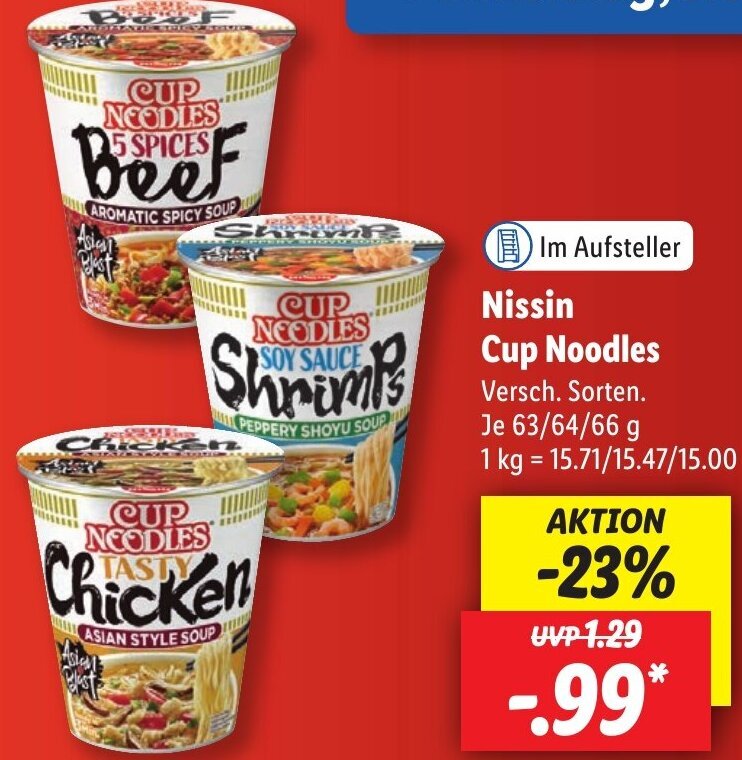 Nissin Cup Noodles 63/64/66 g Angebot bei Lidl