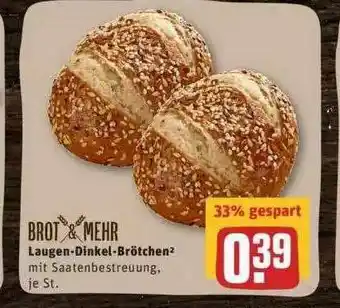 REWE Brot & Mehr Laugen Dinkel-brotchen Angebot