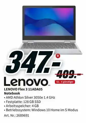 MediaMarkt Lenovo Flex 3 11ADA05 Notebook Angebot