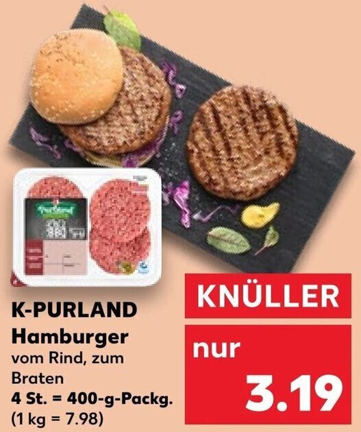 KPURLAND Hamburger 400 g Packg. Angebot bei Kaufland