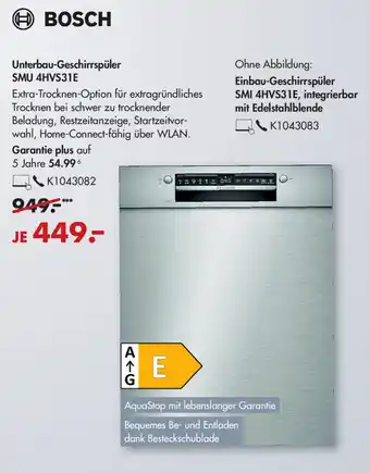 Galeria Bosch Unterbau Geschirrspüler SMU 4HVS31E Angebot