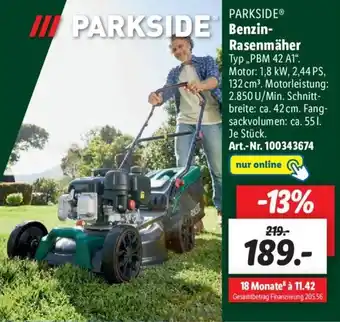 Lidl PARKSIDE Benzin- Rasenmäher ,,PBM 42 A1" Angebot