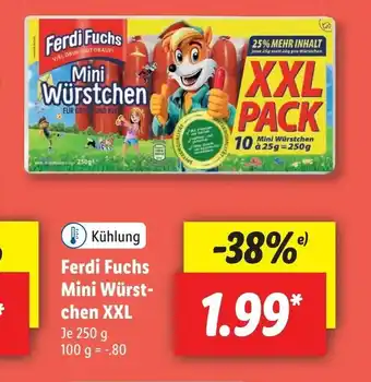 Lidl Ferdi Fuchs Mini Wurstchen XXL 250 g Angebot