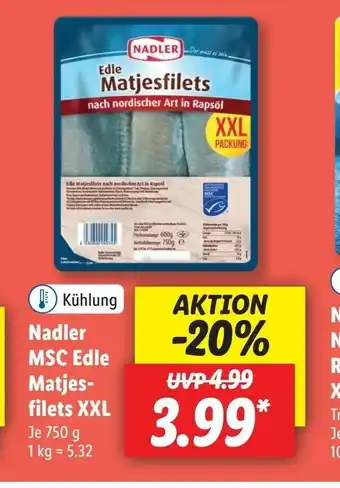 Lidl Nadler MSC Edle Matjesfilets XXL 750 g Angebot