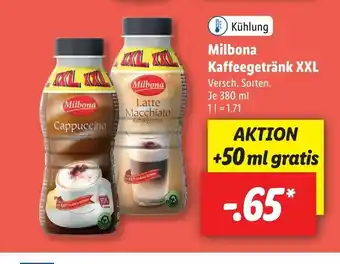 Lidl Milbona Kaffeegetrank XXL 380 ml Angebot