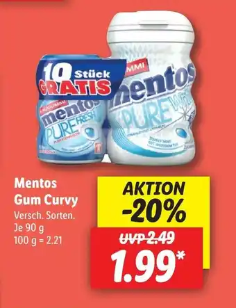 Lidl Mentos Gum Curvy 100 g Angebot