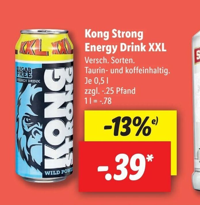 Kong Strong Energy Drink XXL 0,5 Liter zzgl. 0,25 Pfand Angebot bei Lidl